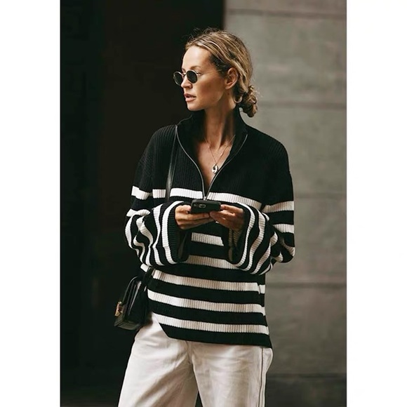 Classic French style black and white stripe sweater - Picture 4 of 5